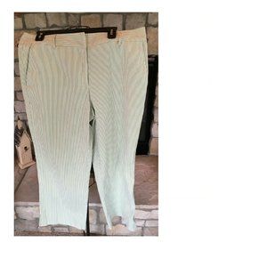 Villager Liz Claiborne Womens Capris 14 Cotton Blend Green Stripe Pants